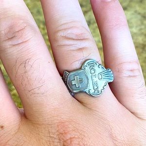 Size 9 Rolex bent spoon ring